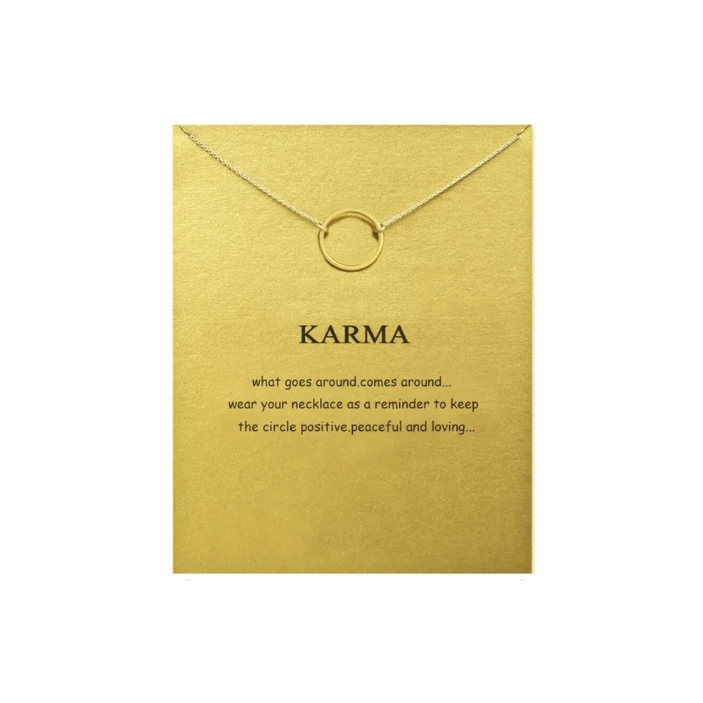 Karma Charm Pendant Adjustable Gold Necklace